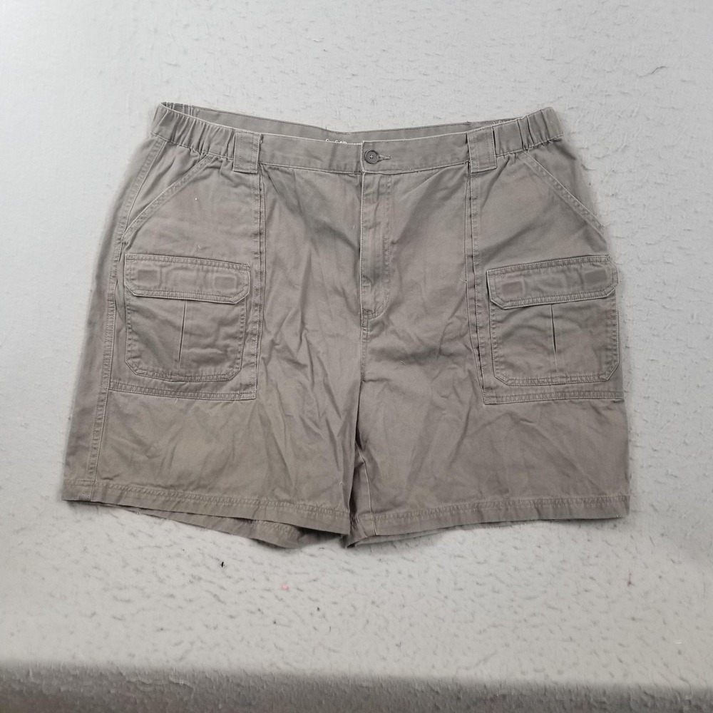 Croft & Barrow Shorts Mens 44 Beige Cargo 100% Cotton Elastic Waist 9 Inseam‎